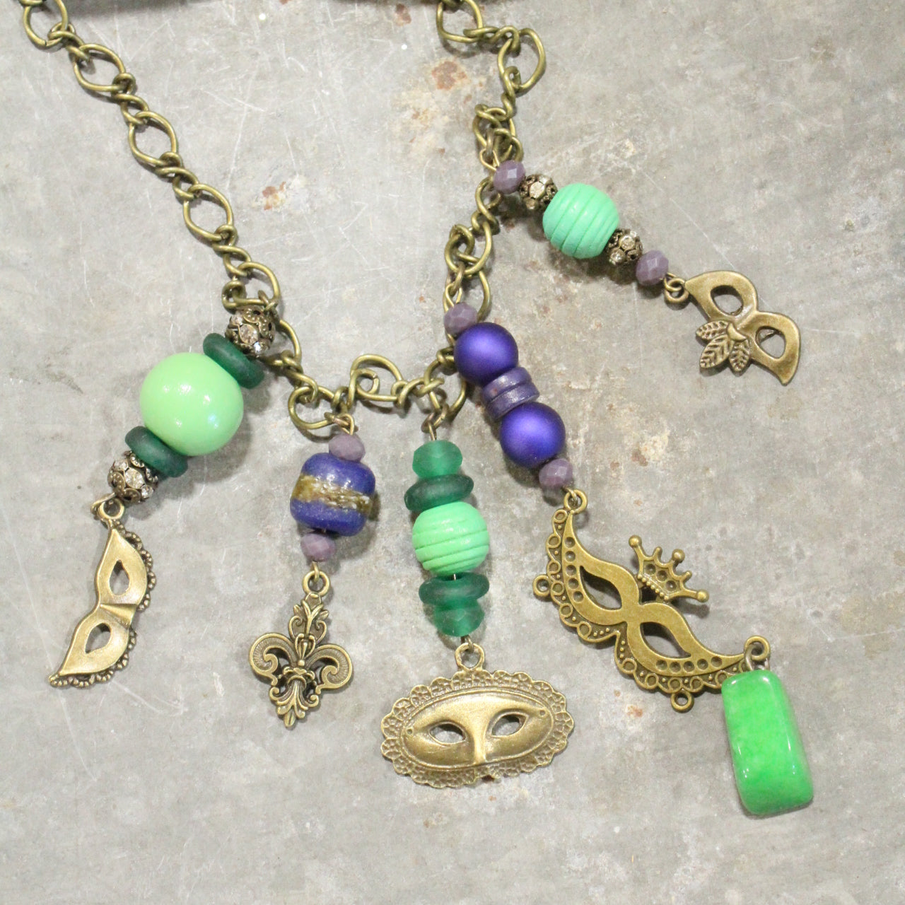 Masquerade Mardi Gras Charmed Necklace