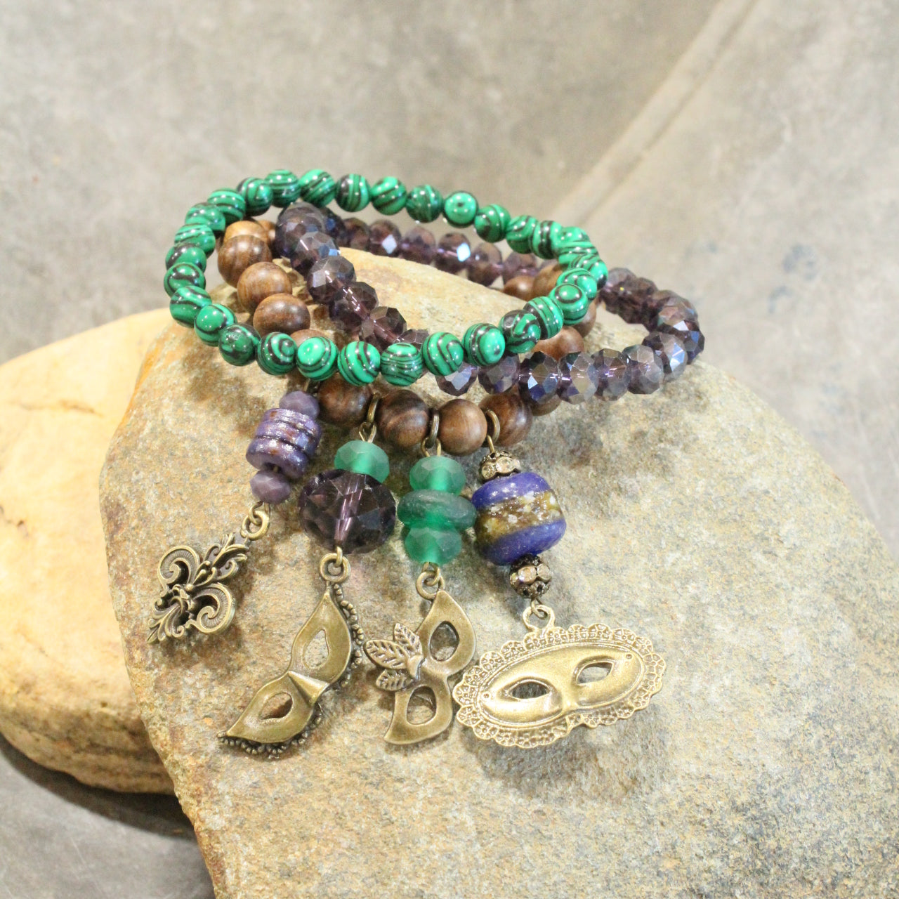 Masquerade Mardi Gras Charmed Bracelet Set