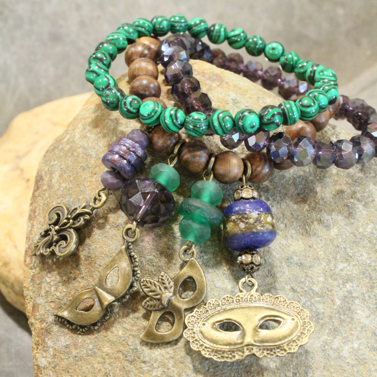 Masquerade Mardi Gras Charmed Bracelet Set