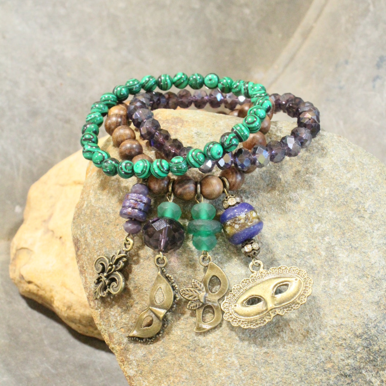 Masquerade Mardi Gras Charmed Bracelet Set