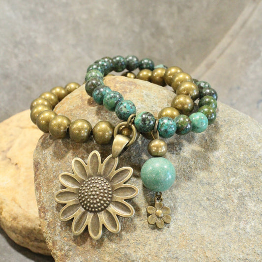 Signs Of Spring & Summer Flower Charm Stretch Bracelet Set