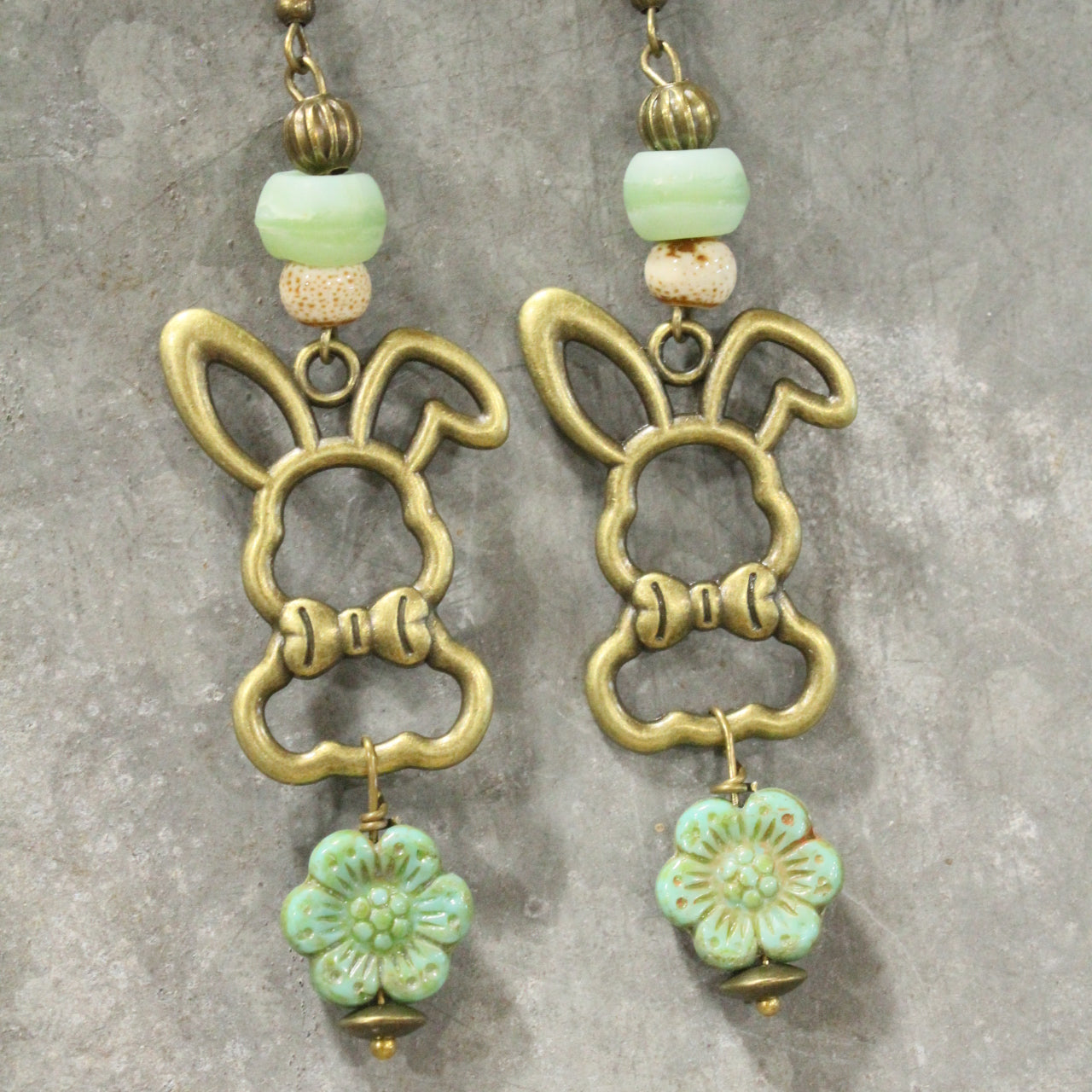 Czech Out These Cottontails Mint Dangle Earrings