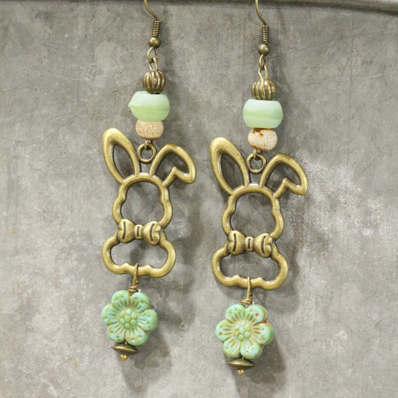 Czech Out These Cottontails Mint Dangle Earrings