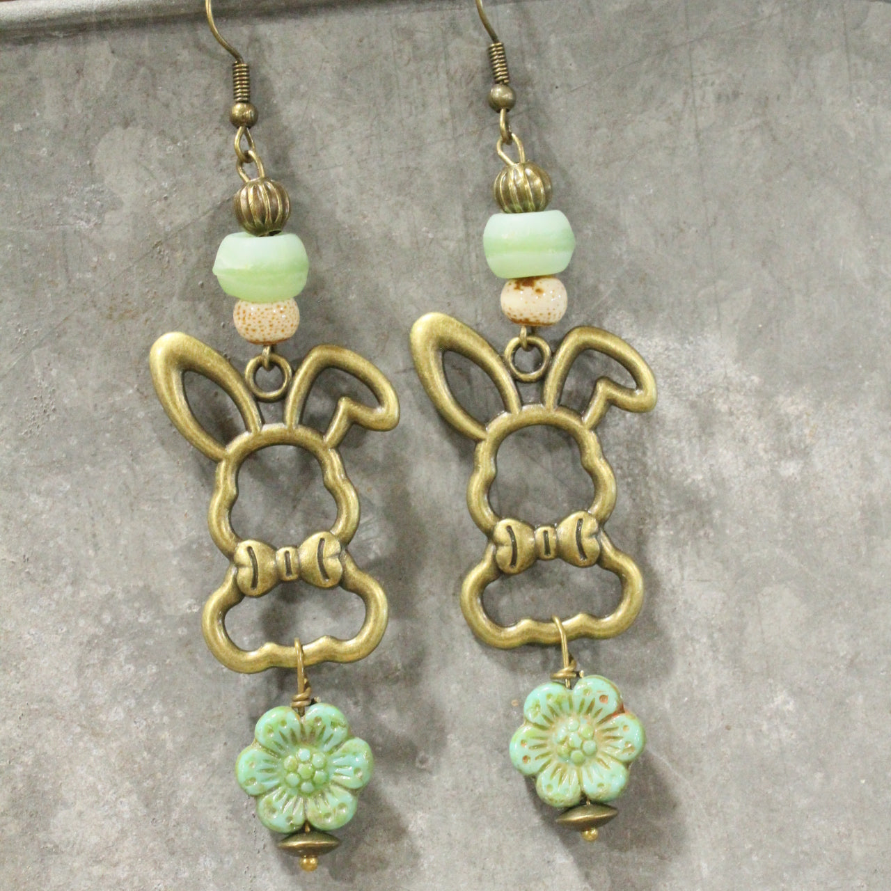 Czech Out These Cottontails Mint Dangle Earrings