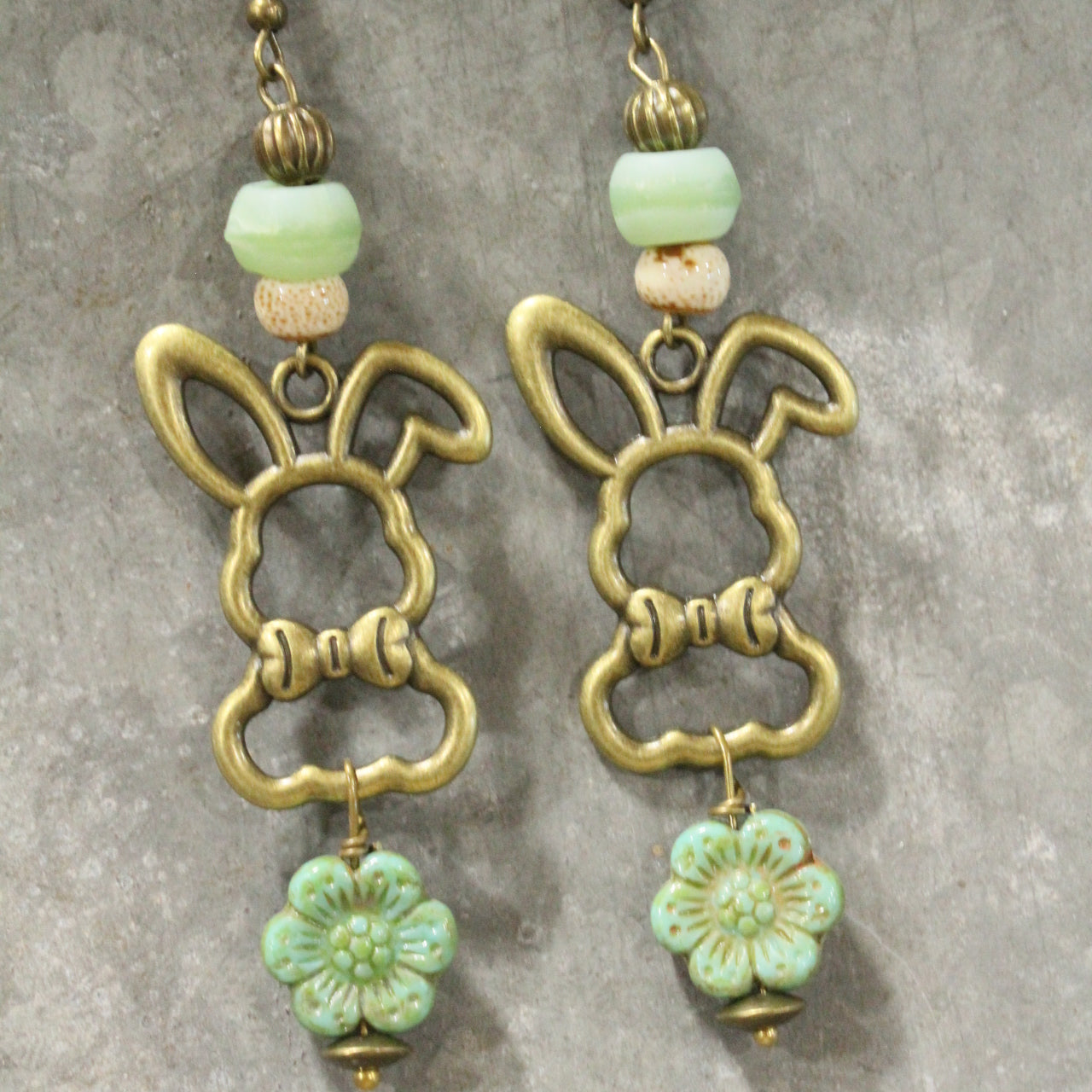 Czech Out These Cottontails Mint Dangle Earrings