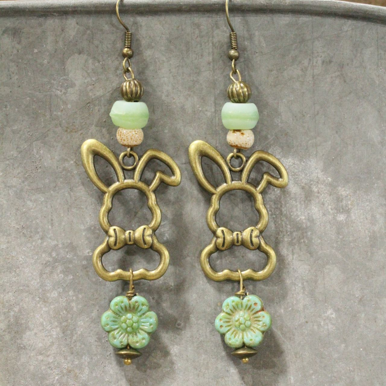 Czech Out These Cottontails Mint Dangle Earrings