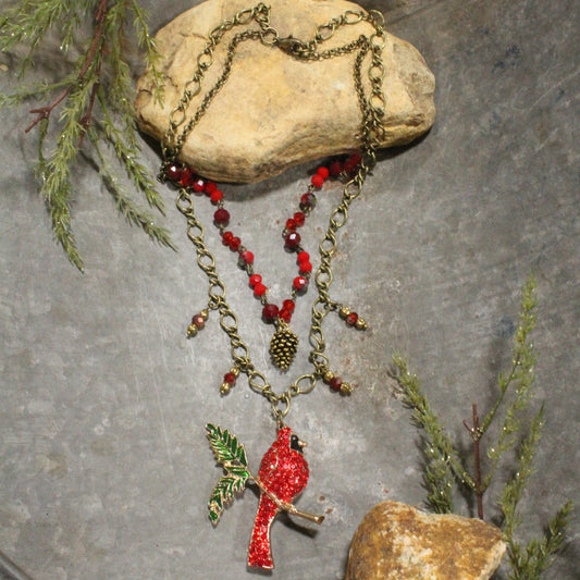 Branch Sitter Cardinal Layered Necklace