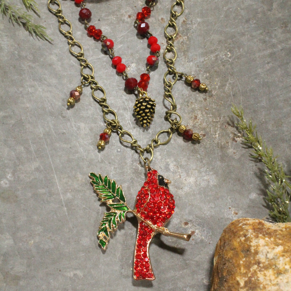 Branch Sitter Cardinal Layered Necklace