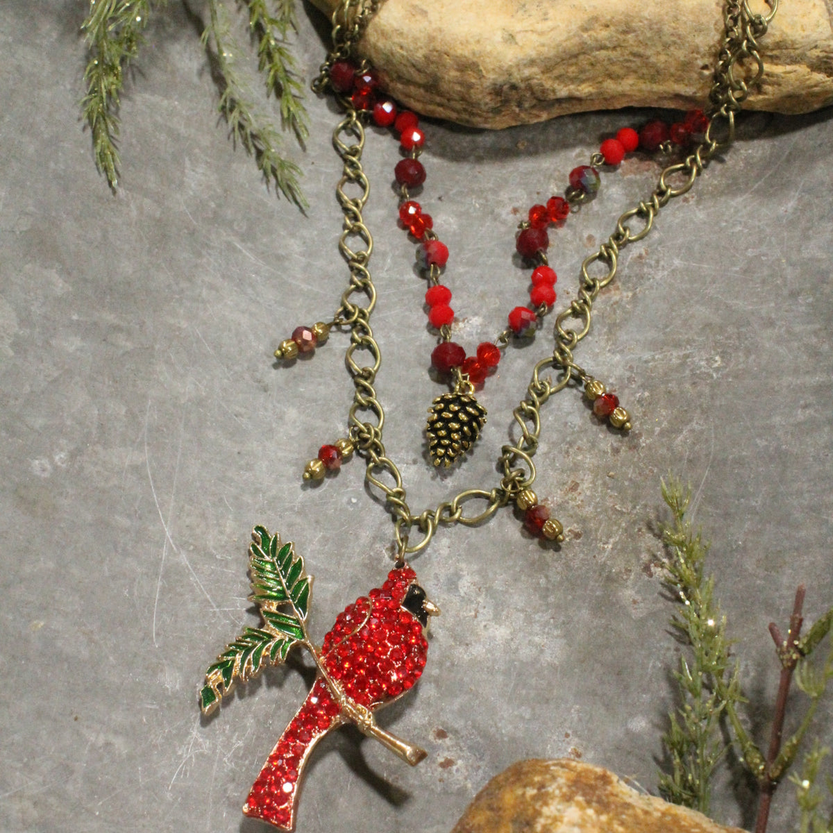 Branch Sitter Cardinal Layered Necklace