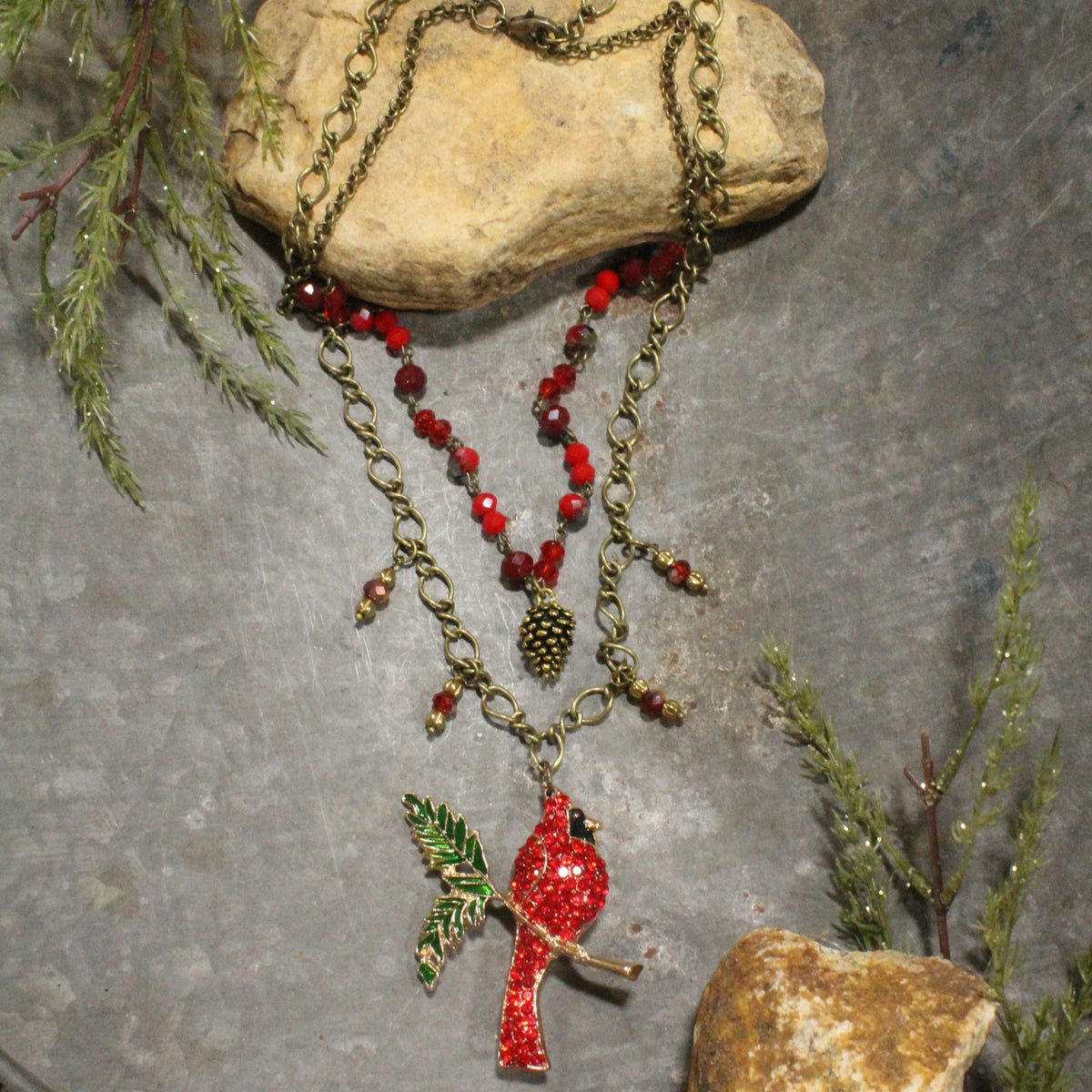 Branch Sitter Cardinal Layered Necklace