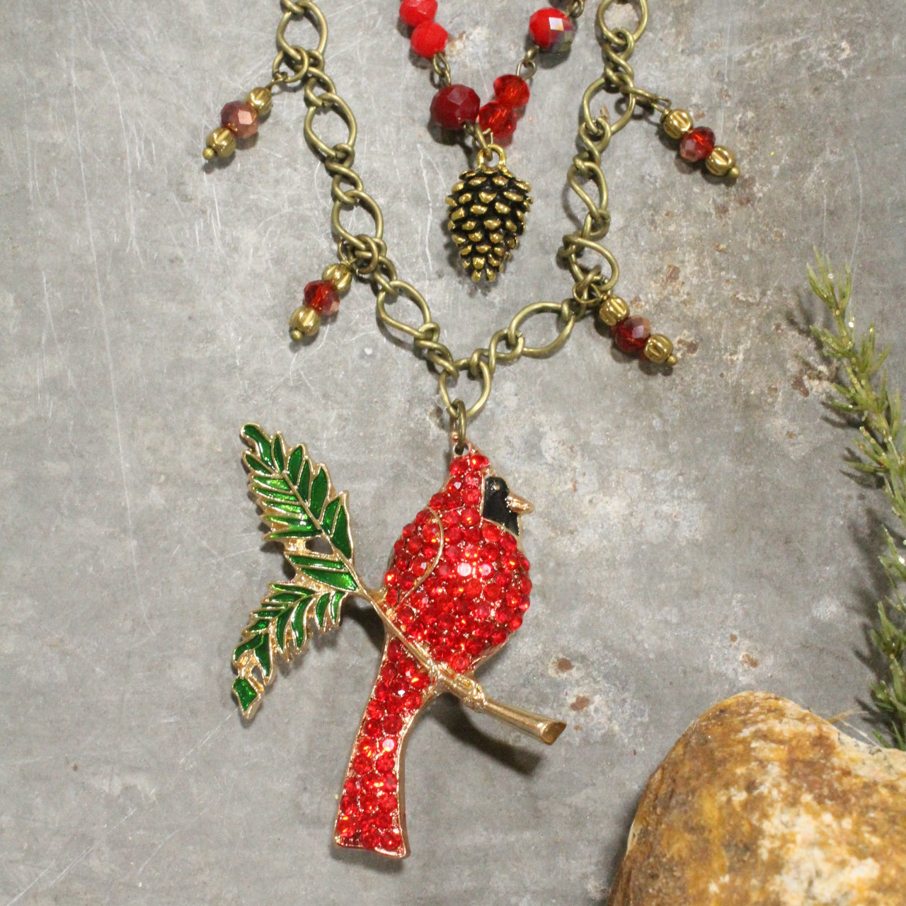 Branch Sitter Cardinal Layered Necklace