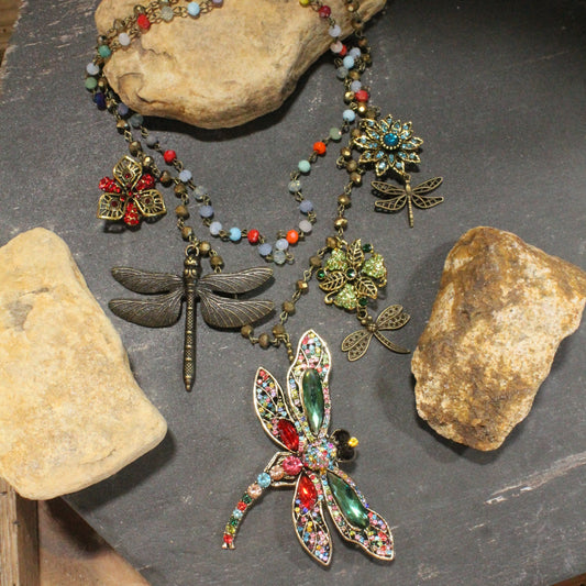 Loaded With Color Dragonfly Layered Necklace