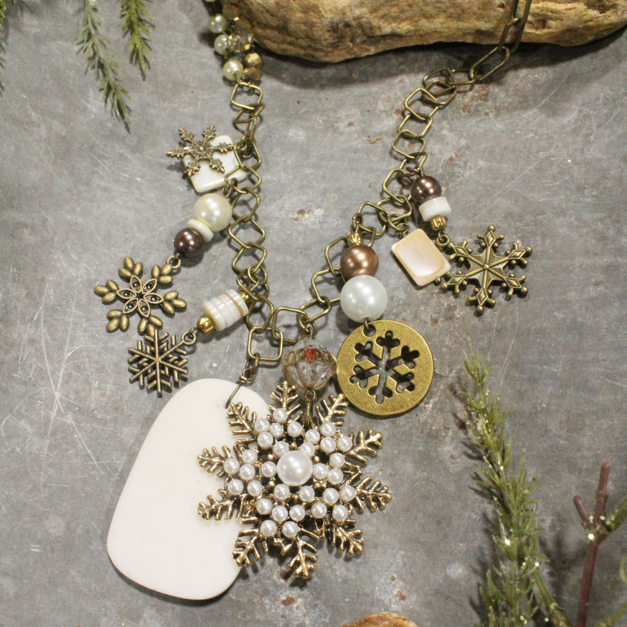 Vintage Snowflake Charm'd Necklace