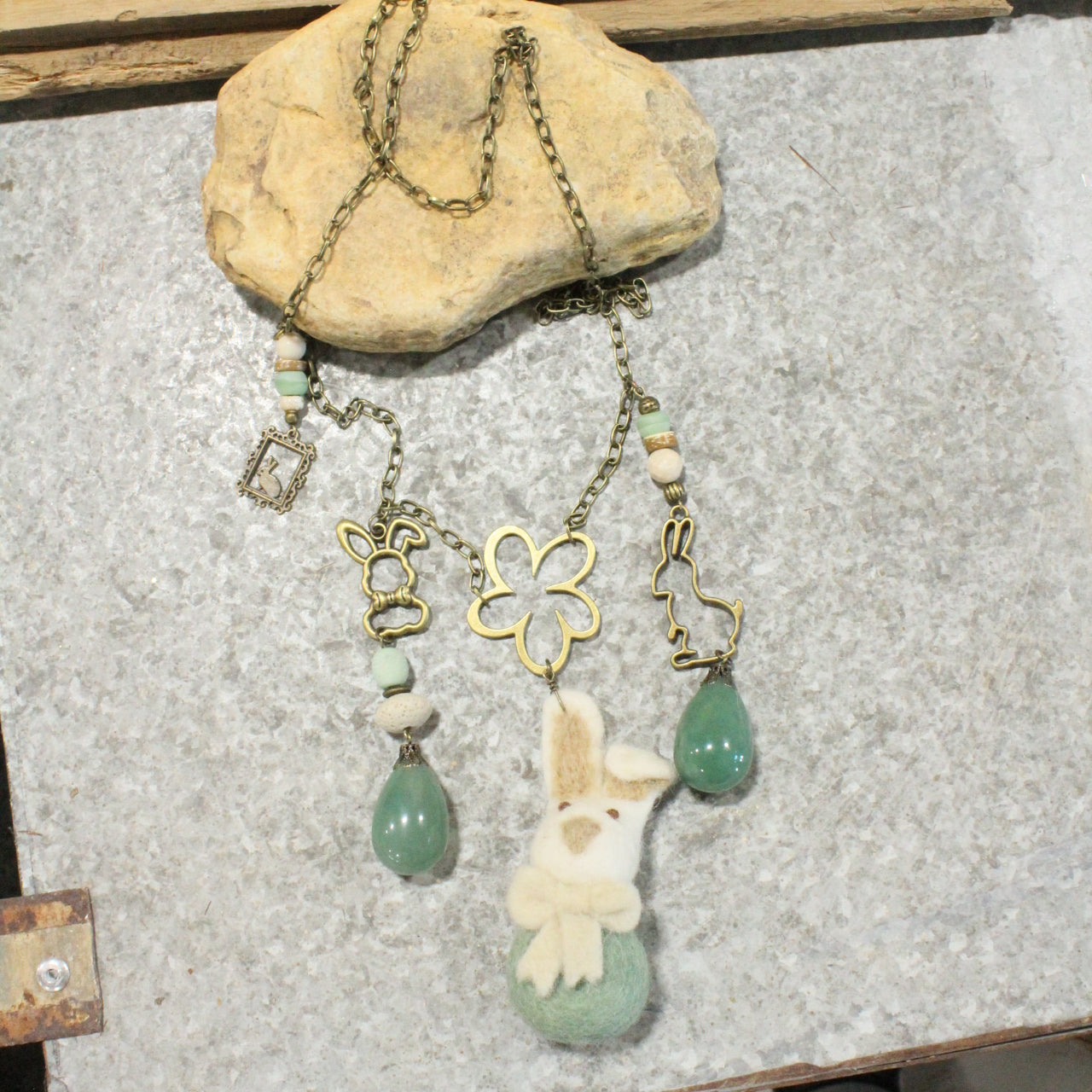 Czech Out These Cottontails Mint Charmed Necklace