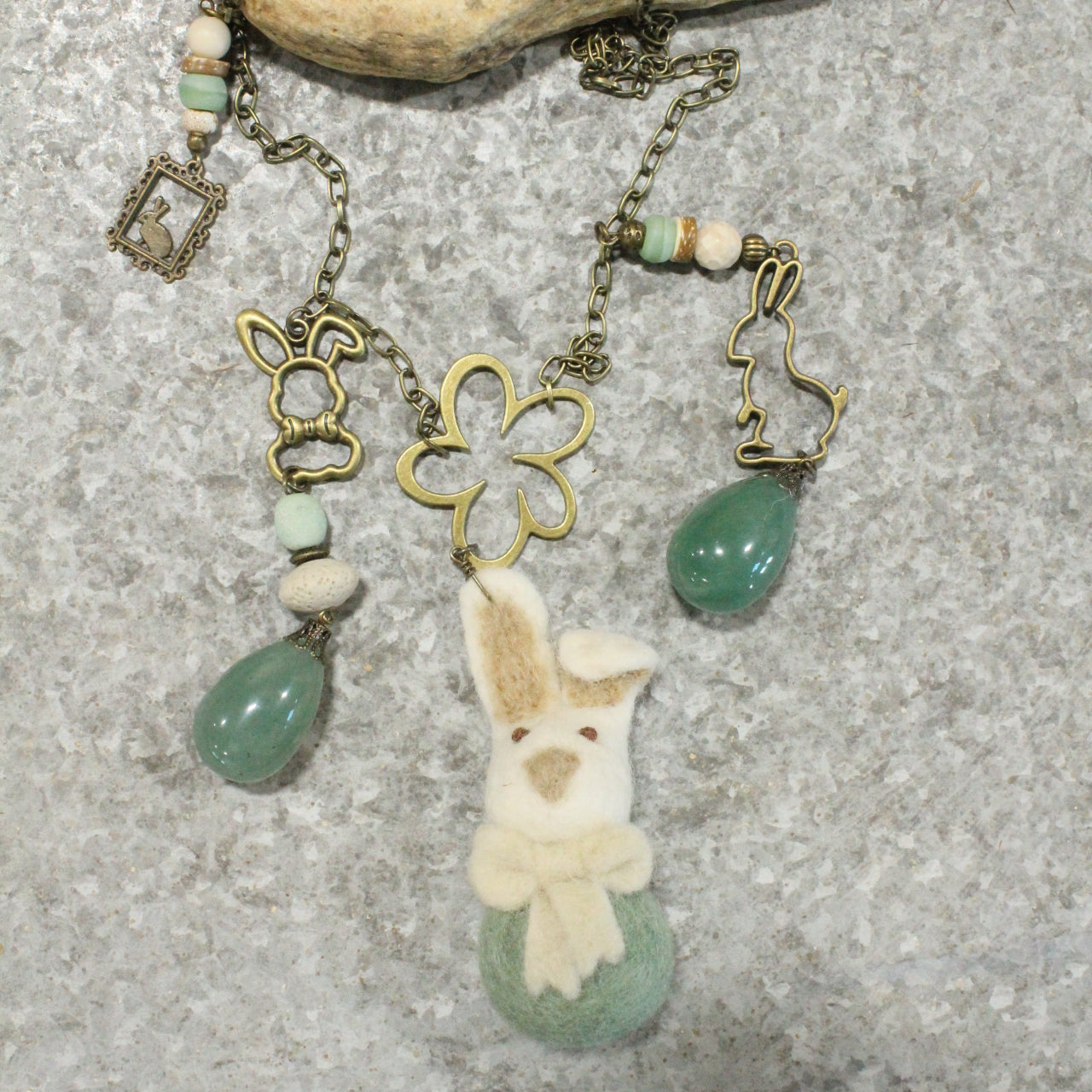 Czech Out These Cottontails Mint Charmed Necklace