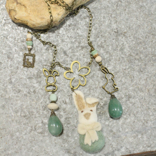 Czech Out These Cottontails Mint Charmed Necklace