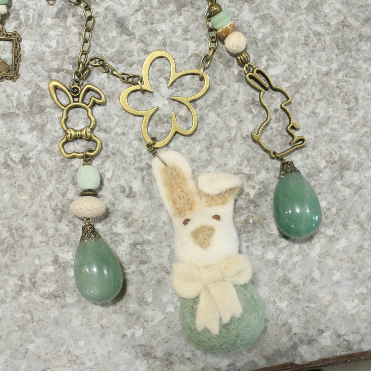 Czech Out These Cottontails Mint Charmed Necklace