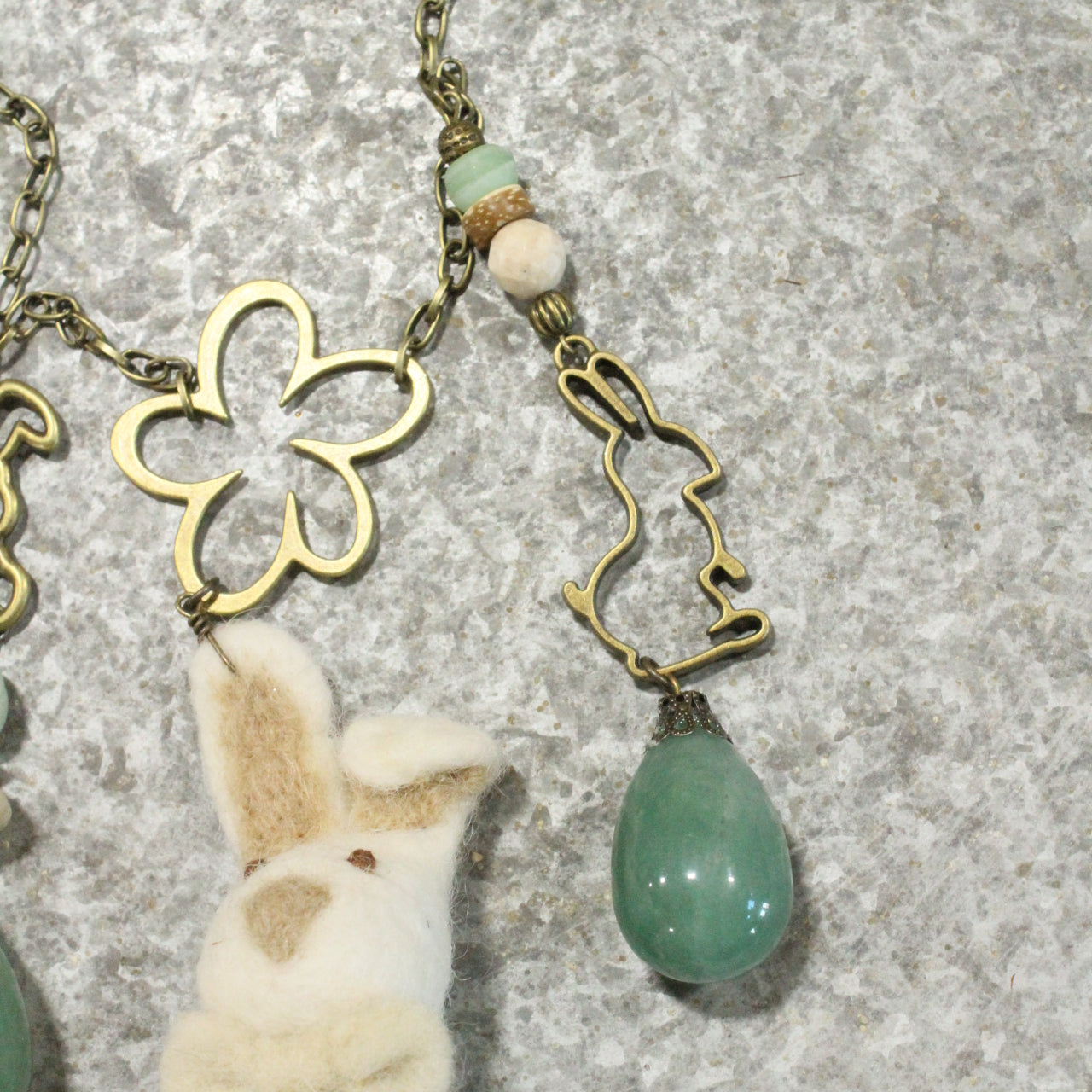 Czech Out These Cottontails Mint Charmed Necklace