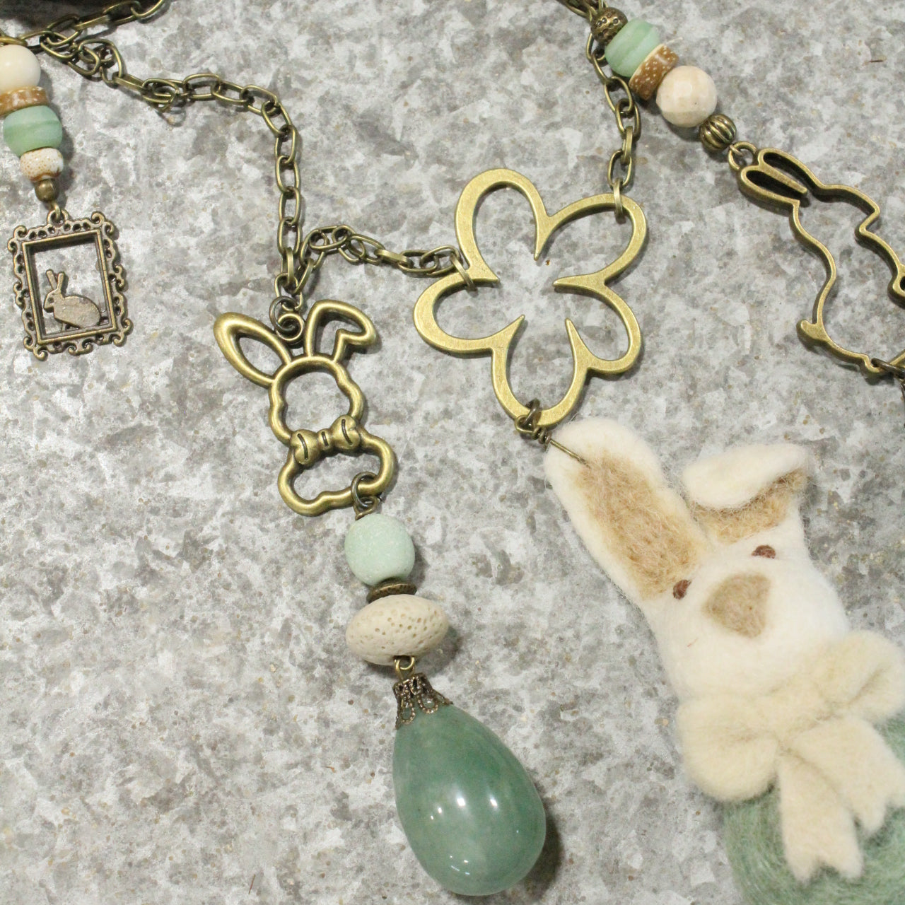 Czech Out These Cottontails Mint Charmed Necklace