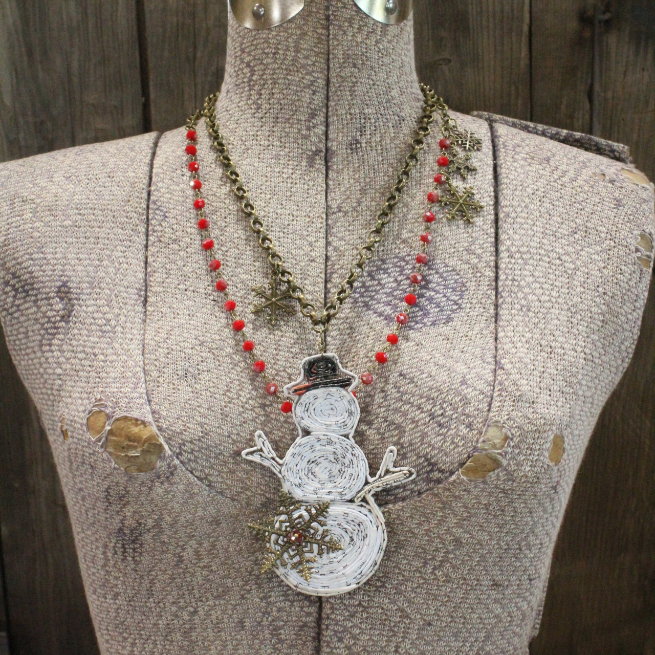 Chilly Days Snowman Layered Necklace