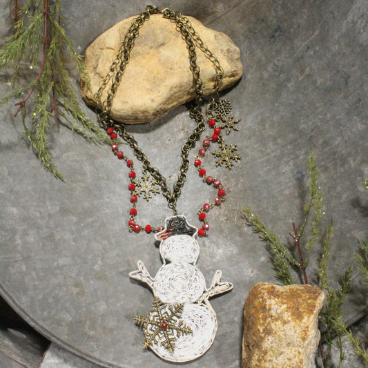 Chilly Days Snowman Layered Necklace