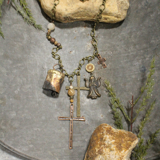 Vintage Angel & Bells Charm'd Necklace