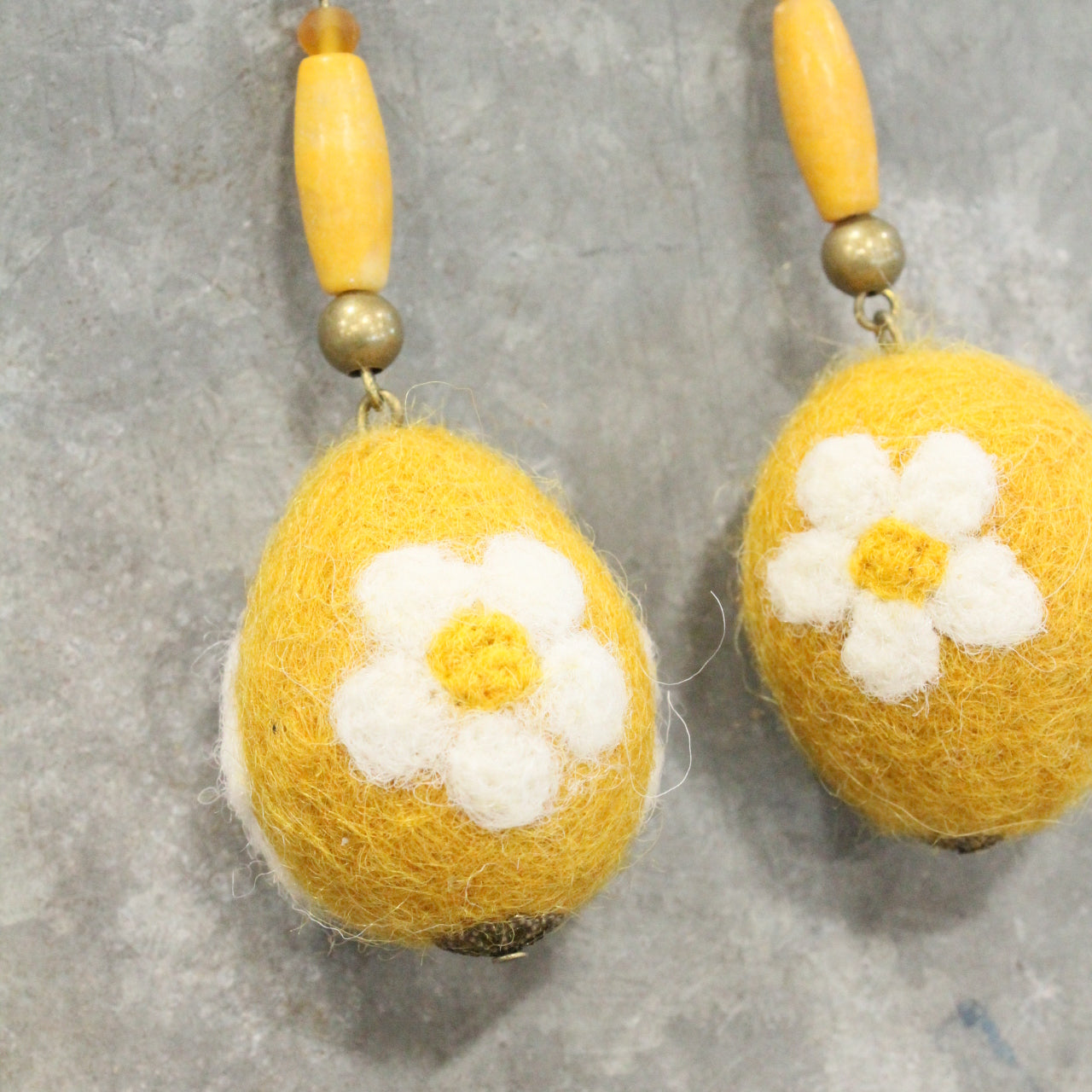 On The Hunt Charmed Mustard Daisy Egg Earrings