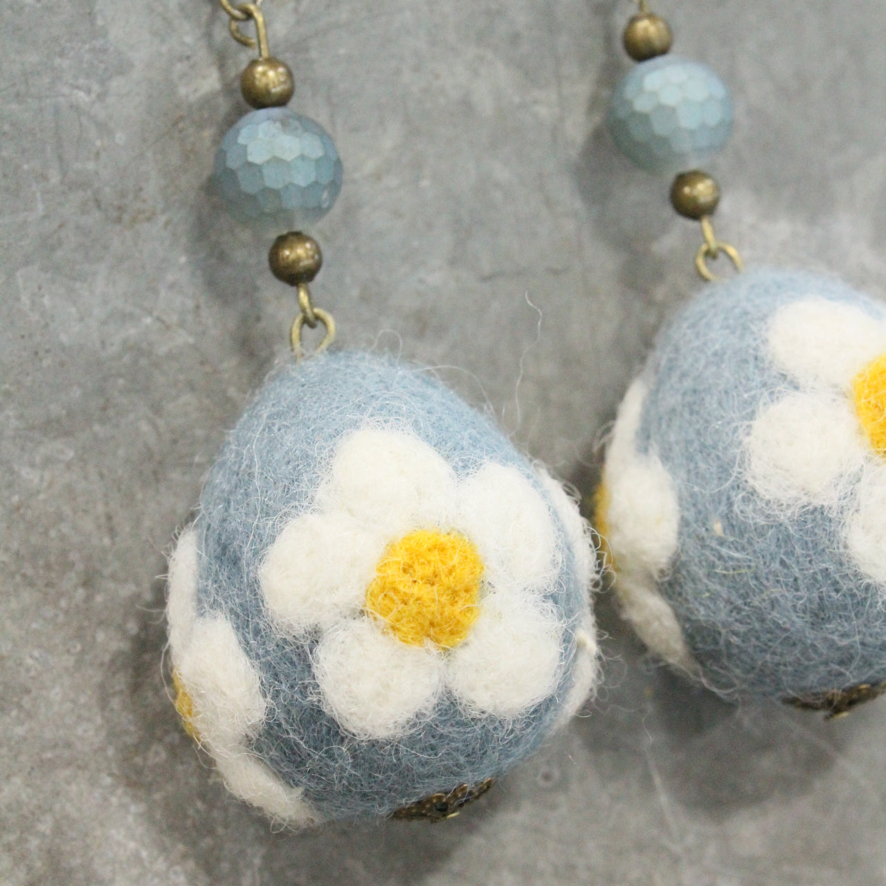 On The Hunt Charmed Denim Blue Daisy Egg Earrings