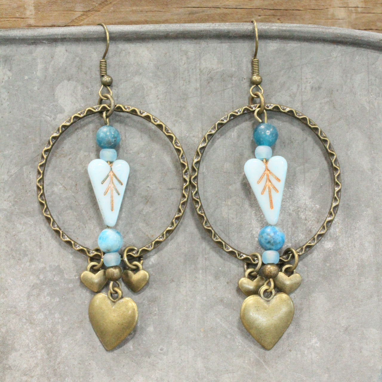 Layers Of Hearts & Vintage Czech Earrings