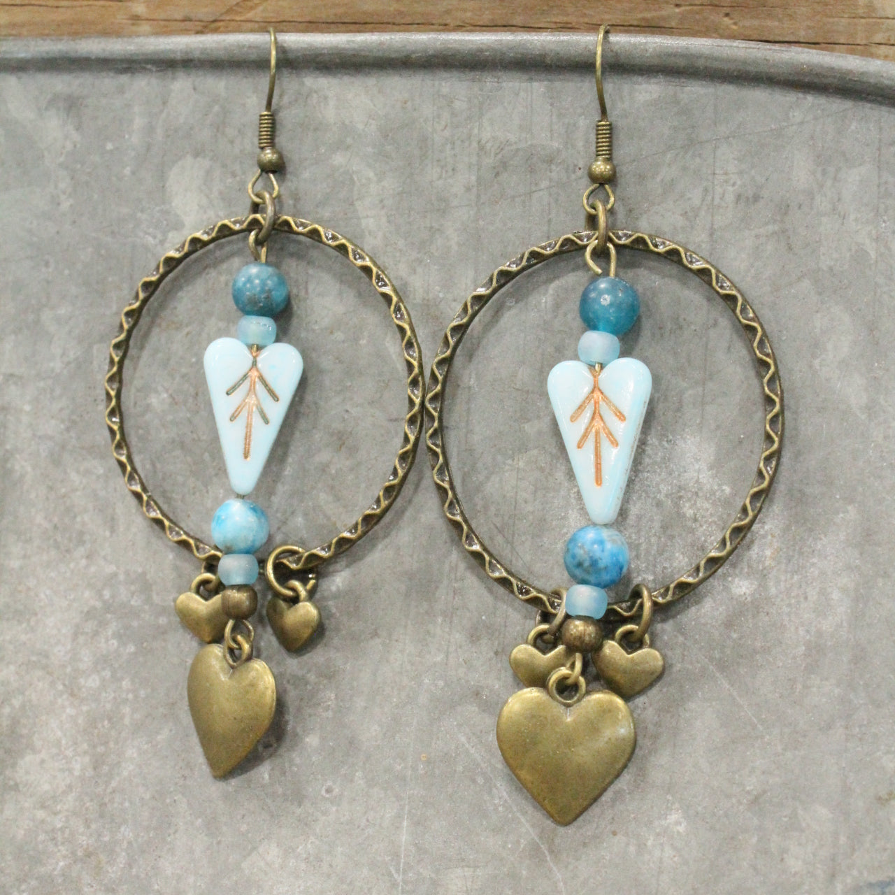 Layers Of Hearts & Vintage Czech Earrings