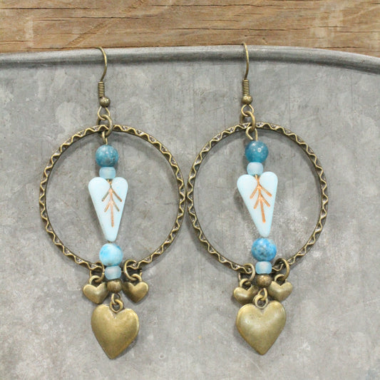 Layers Of Hearts & Vintage Czech Earrings