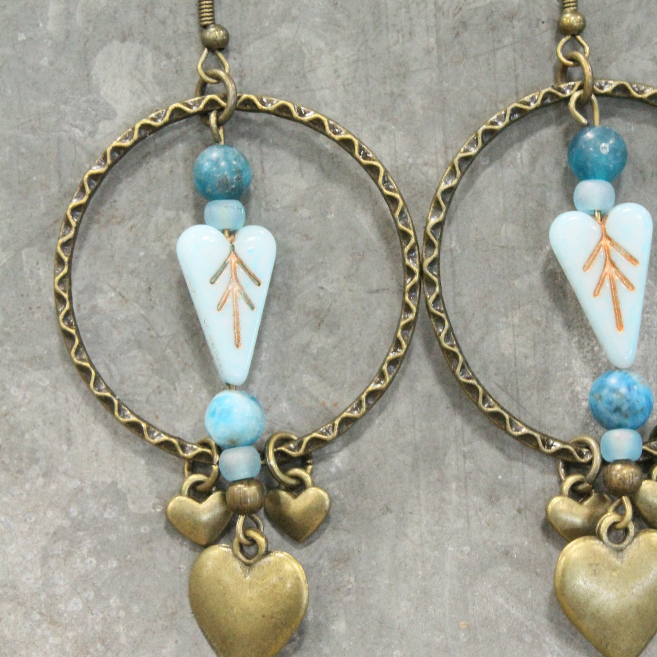 Layers Of Hearts & Vintage Czech Earrings