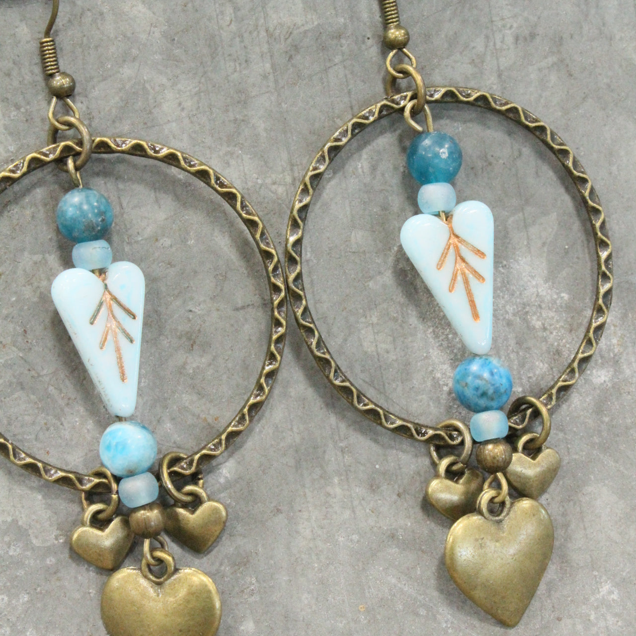 Layers Of Hearts & Vintage Czech Earrings