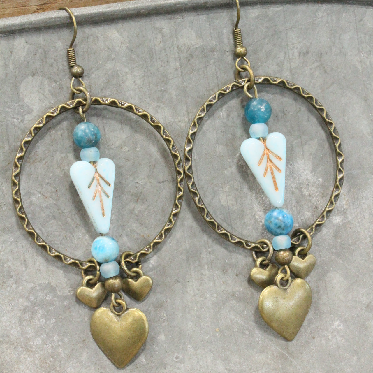 Layers Of Hearts & Vintage Czech Earrings