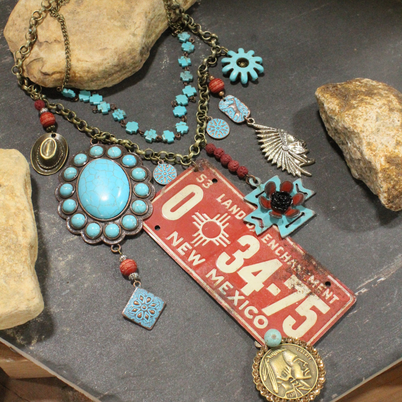 Travel Time In New Mexico Layered Necklace
