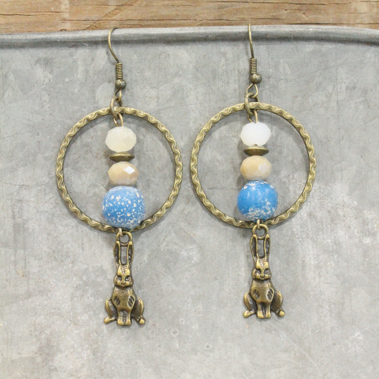 Czech Out These Cottontails Denim Charmed Earrings