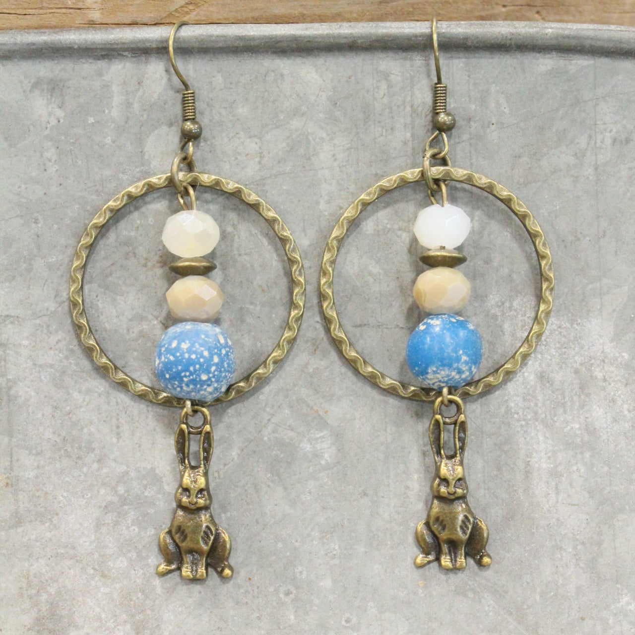 Czech Out These Cottontails Denim Charmed Earrings