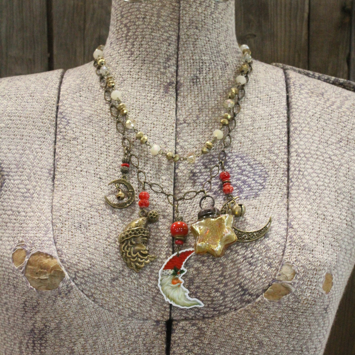 Over The Moon Santa Charm'd Necklace