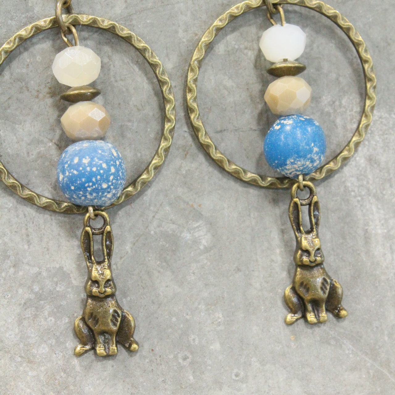 Czech Out These Cottontails Denim Charmed Earrings