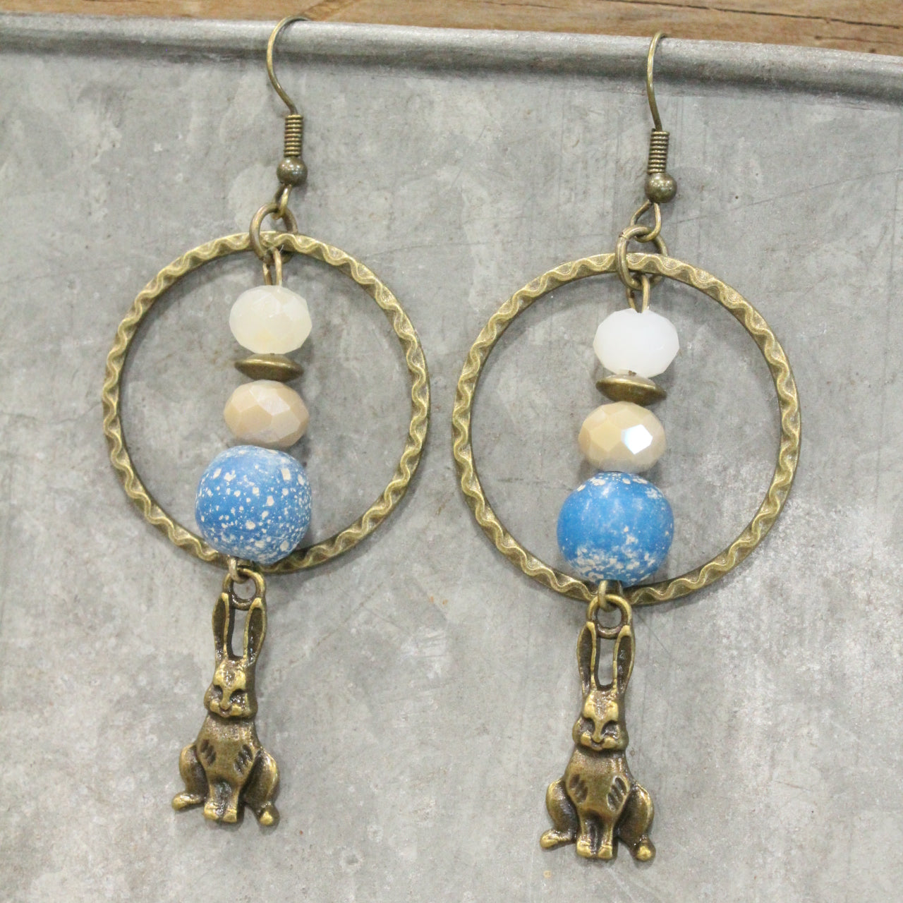 Czech Out These Cottontails Denim Charmed Earrings