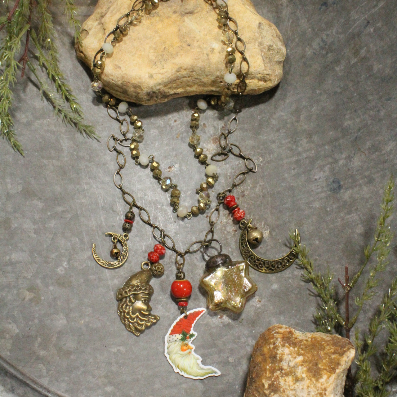 Over The Moon Santa Charm'd Necklace