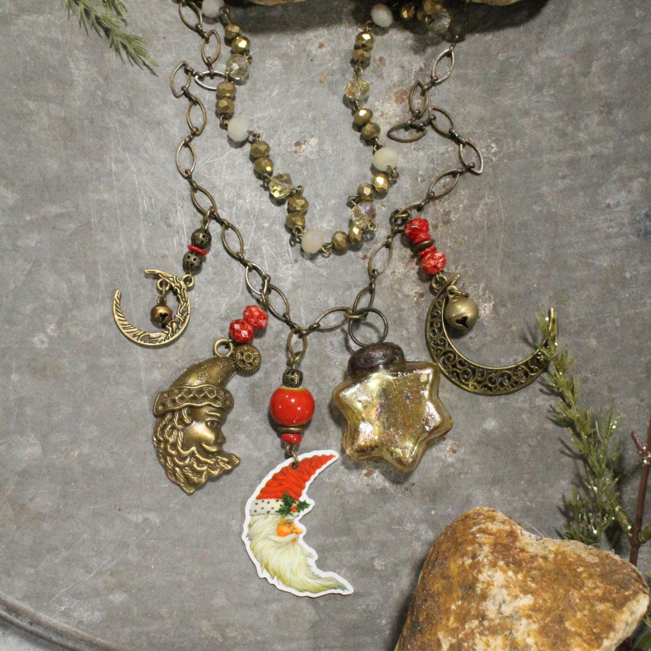 Over The Moon Santa Charm'd Necklace