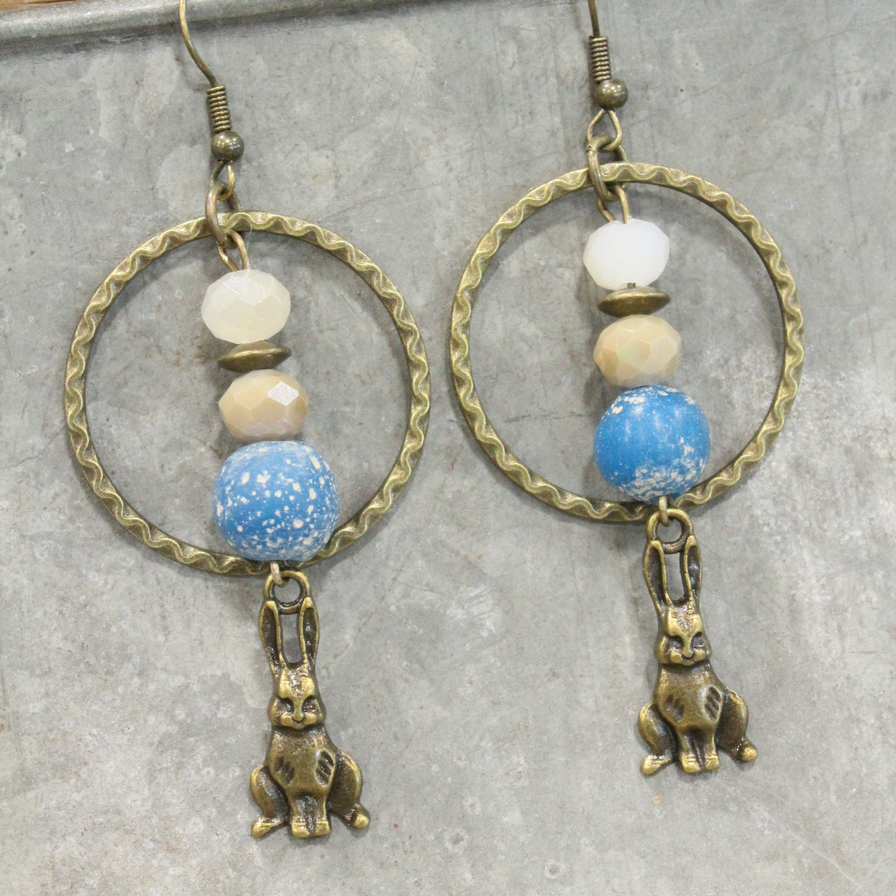 Czech Out These Cottontails Denim Charmed Earrings