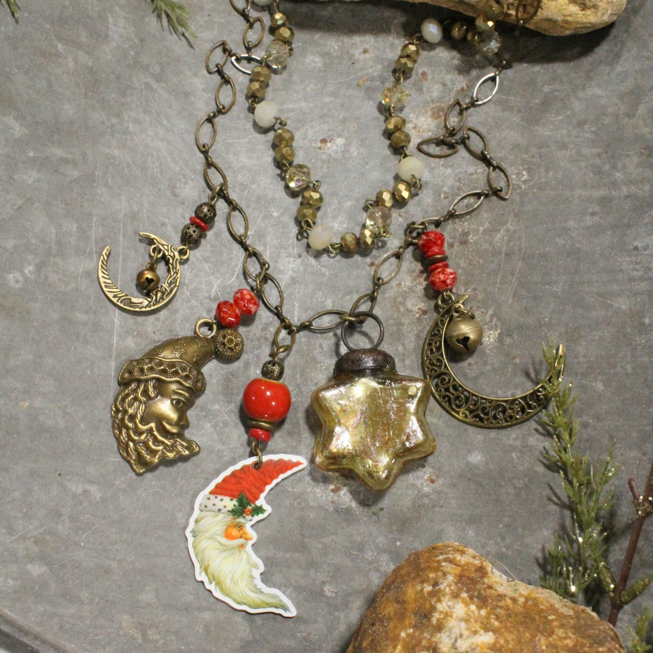 Over The Moon Santa Charm'd Necklace