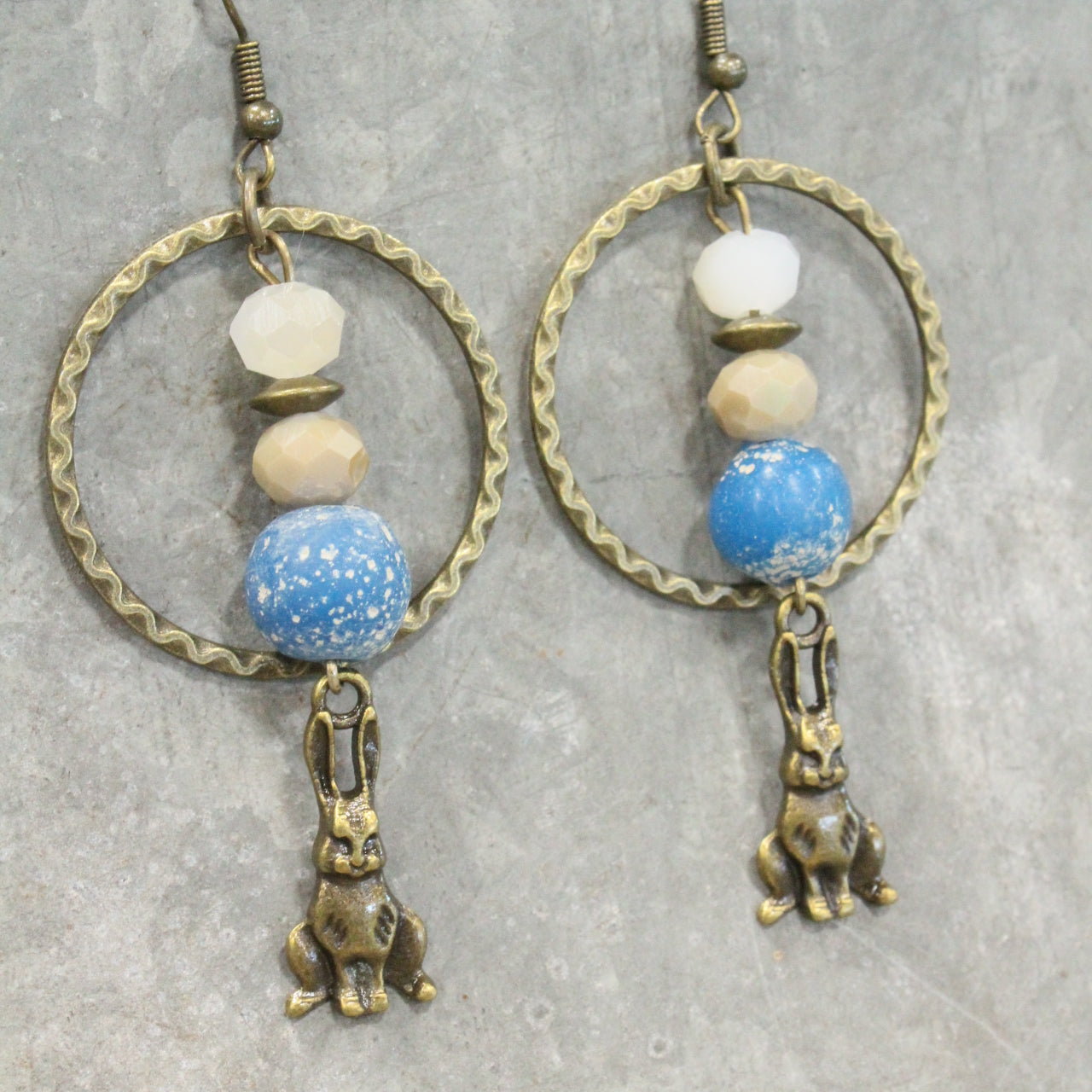 Czech Out These Cottontails Denim Charmed Earrings