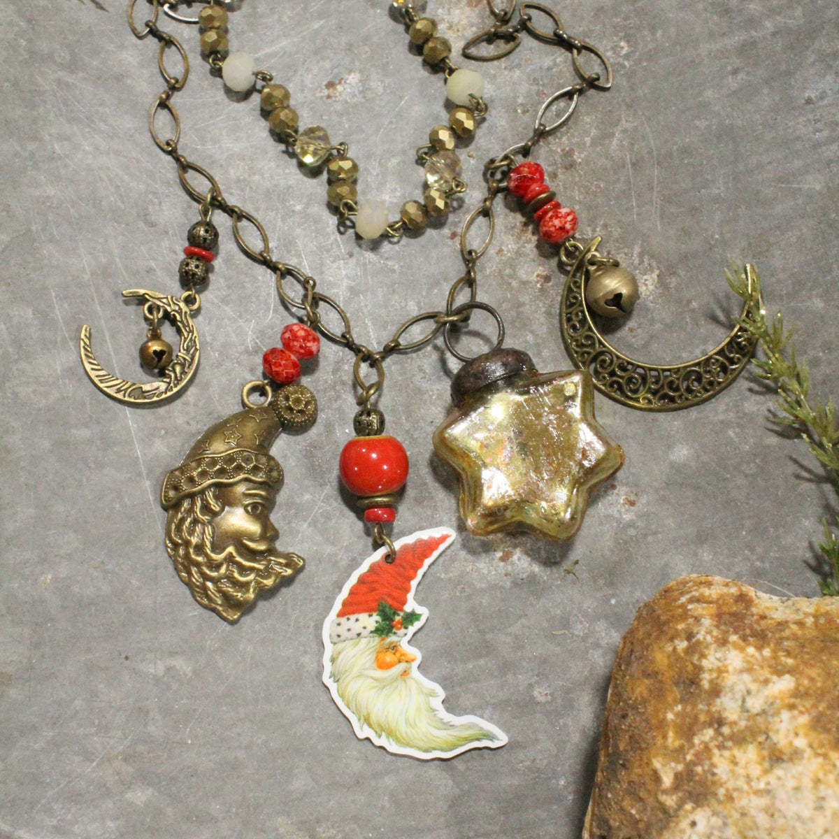Over The Moon Santa Charm'd Necklace