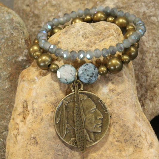 Part Of The Tribe Double Sided Indian Jasper Bracelet Set