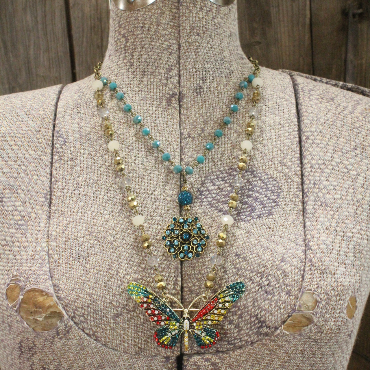 Bold Beauty Colorful Butterfly Layered Necklace