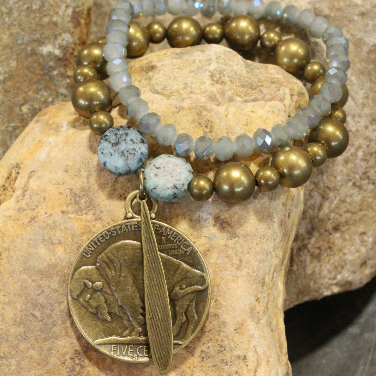 Part Of The Tribe Double Sided Indian Jasper Bracelet Set