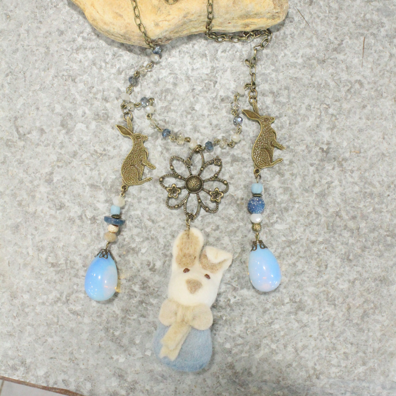 Czech Out These Cottontails Denim Charmed Necklace